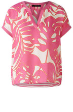 Pink and Off White Palm Leaf Blouse