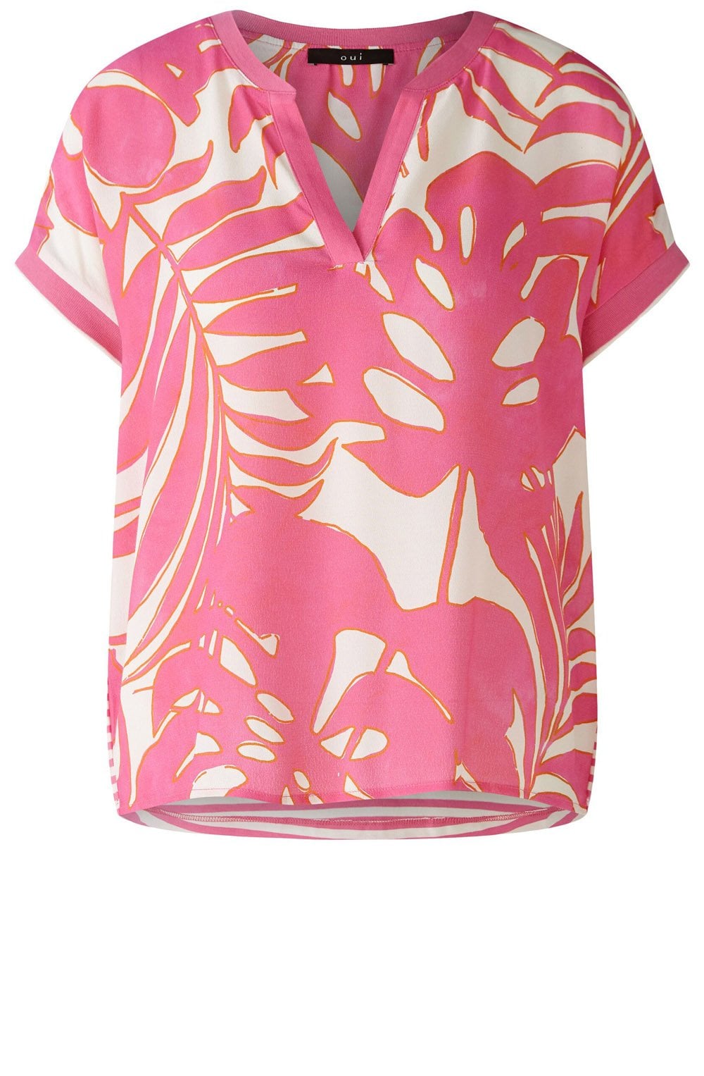 Pink and Off White Palm Leaf Blouse