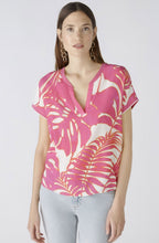 Pink and Off White Palm Leaf Blouse