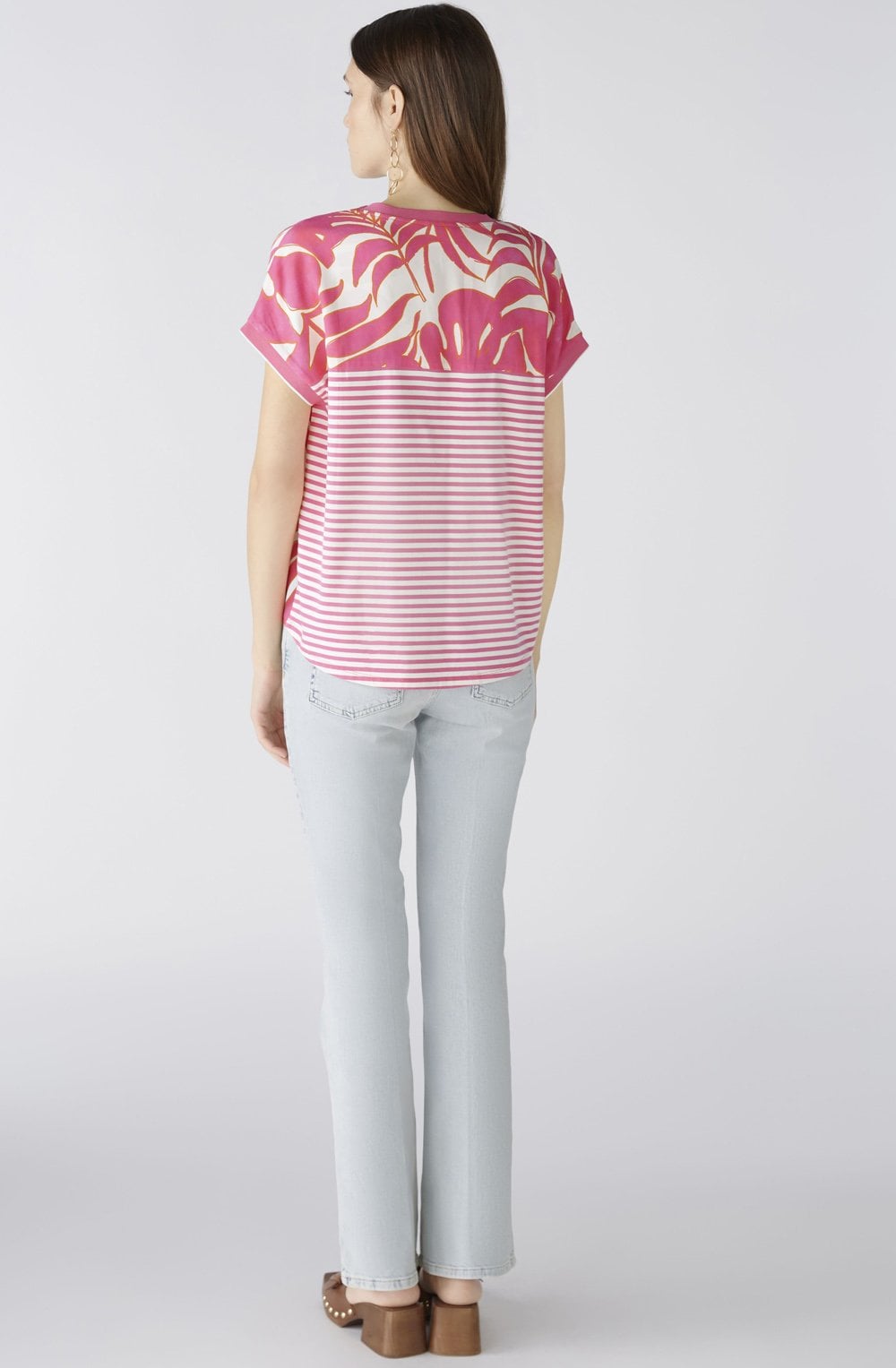 Pink and Off White Palm Leaf Blouse