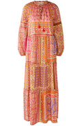 Pink and Orange Retro Cotton Maxi Dress