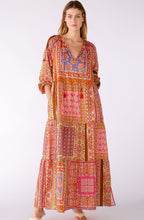 Pink and Orange Retro Cotton Maxi Dress