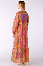 Pink and Orange Retro Cotton Maxi Dress