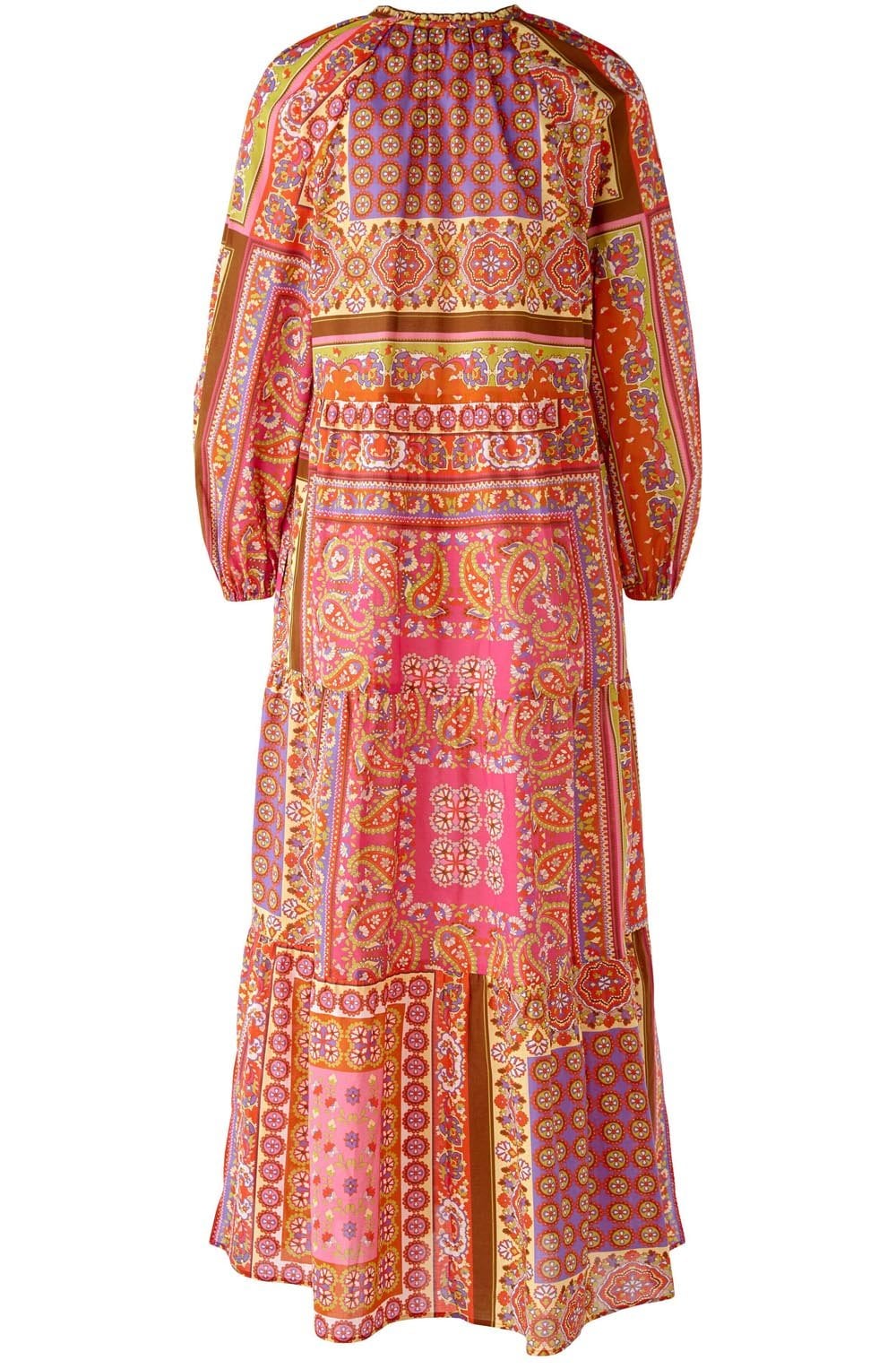 Pink and Orange Retro Cotton Maxi Dress