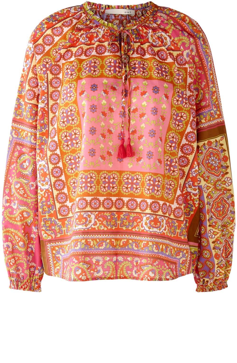 Pink and Orange Retro Cotton Voile Tunic