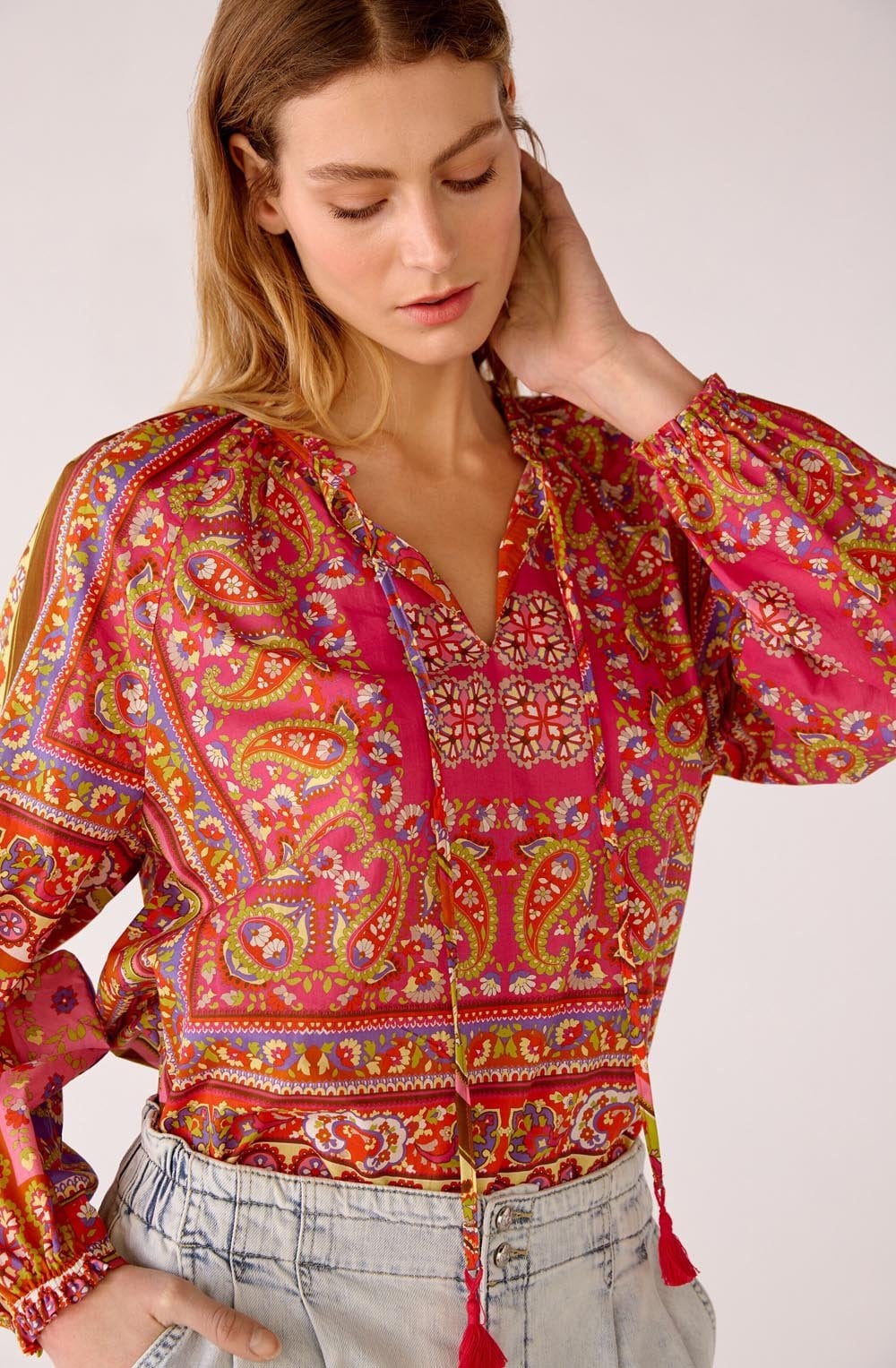 Pink and Orange Retro Cotton Voile Tunic