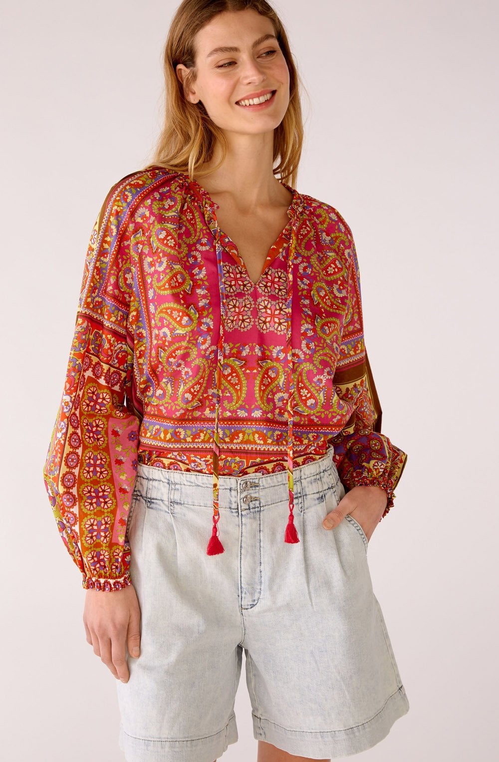 Pink and Orange Retro Cotton Voile Tunic