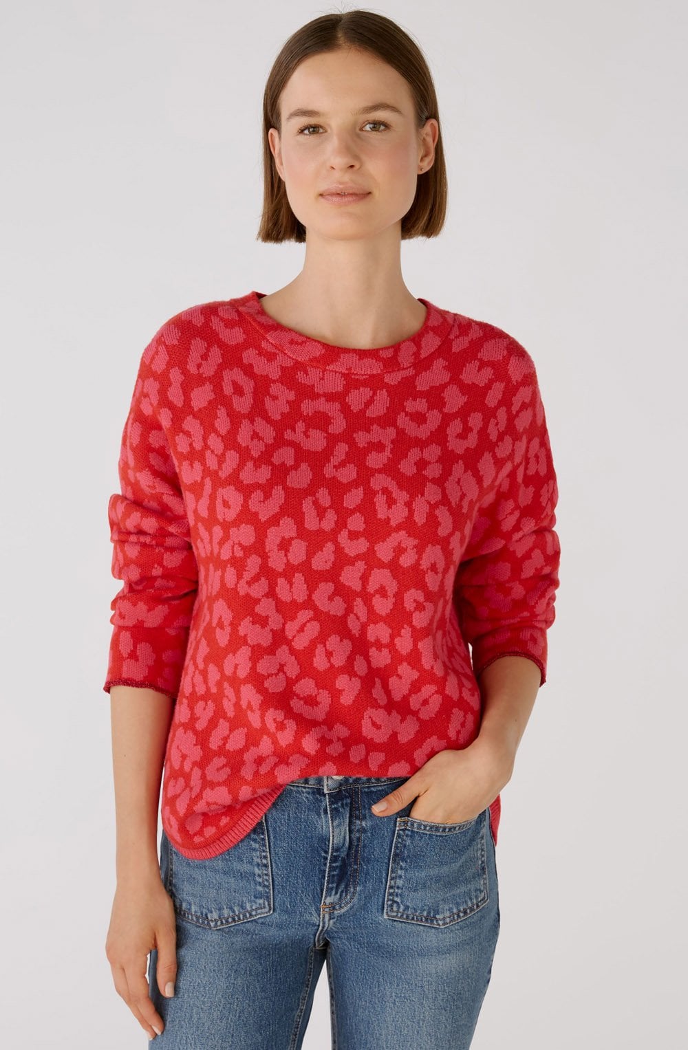 Pink and Red Leo Print Soft Touch Jumper