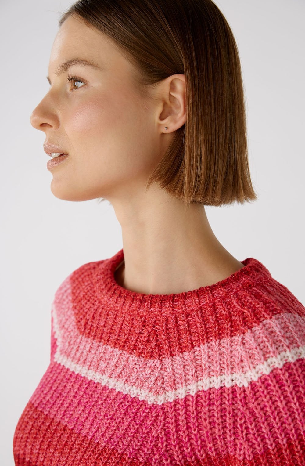 Pink and Red Striped Relaxed Jumper