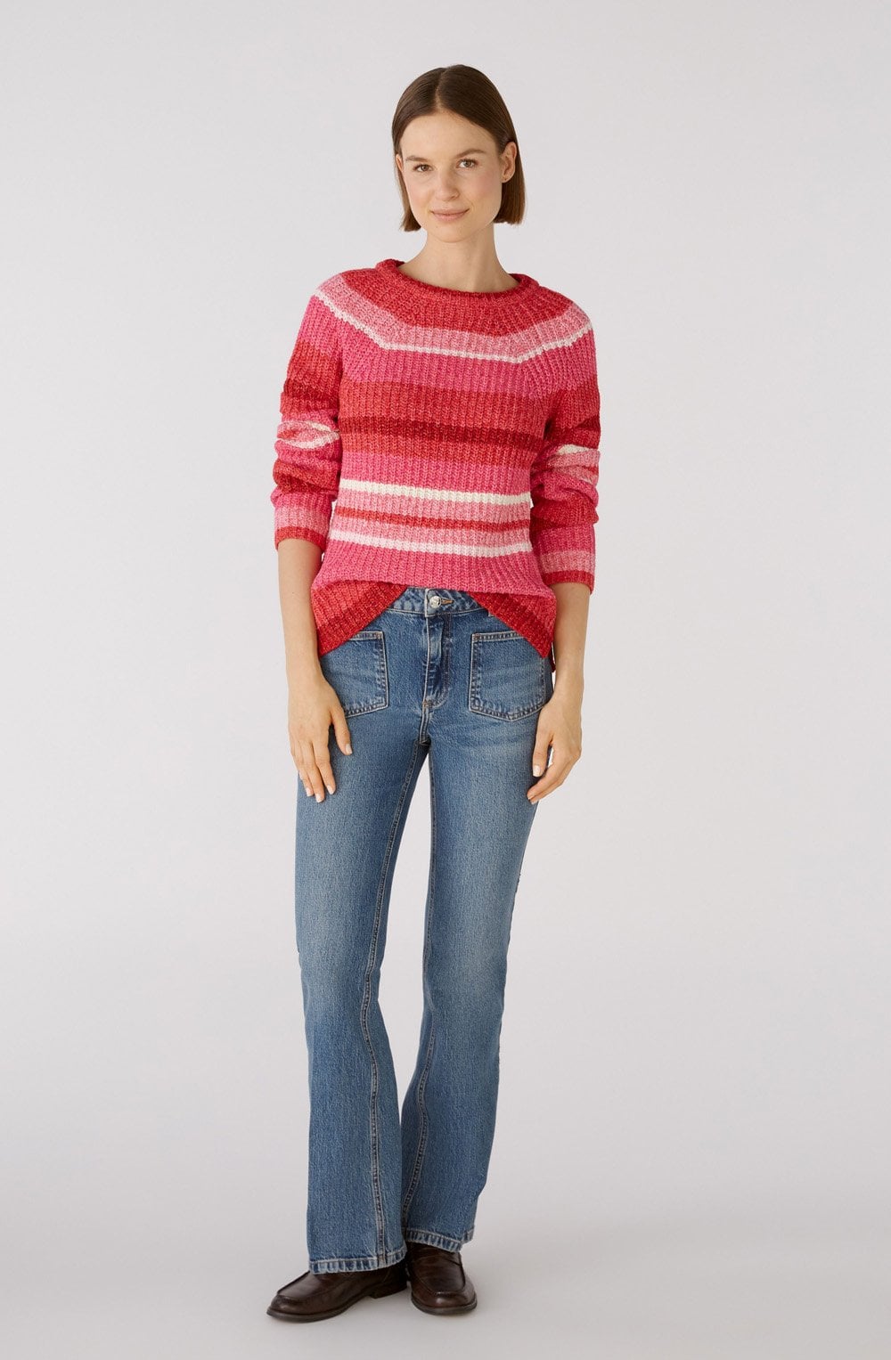 Pink and Red Striped Relaxed Jumper