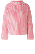 Pink and White Contrast Ribbed Jumper