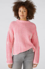 Pink and White Contrast Ribbed Jumper