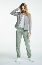 Pink Blue Collarless Tailored Jacket