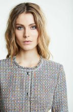 Pink Blue Collarless Tailored Jacket