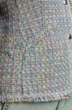 Pink Blue Collarless Tailored Jacket