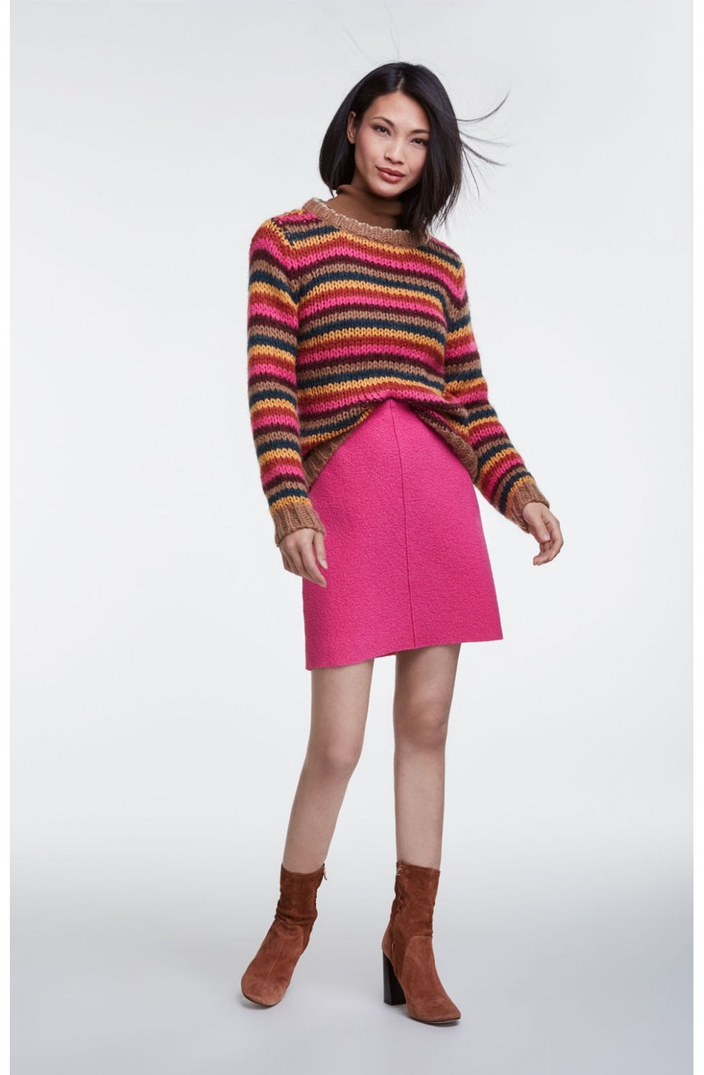 Pink Boiled Wool Skirt