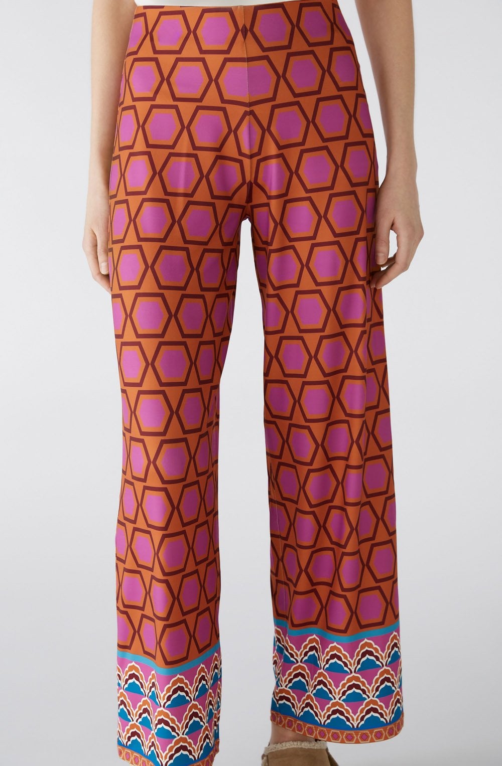 Pink Bold Print Wide Leg Jersey Trousers