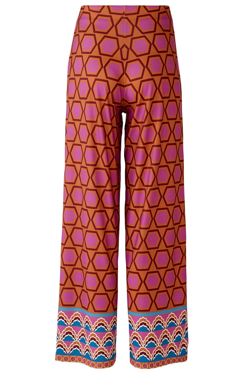 Pink Bold Print Wide Leg Jersey Trousers