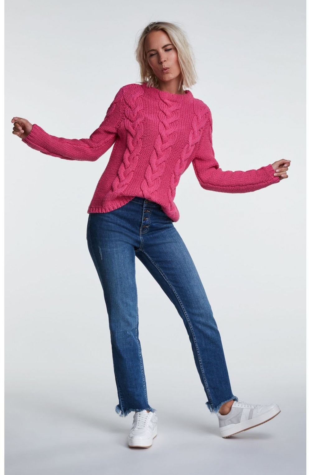 Pink Cable Knit Jumper