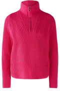 Pink Chunky Knit Half Zip Jumper