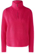 Pink Chunky Knit Half Zip Jumper