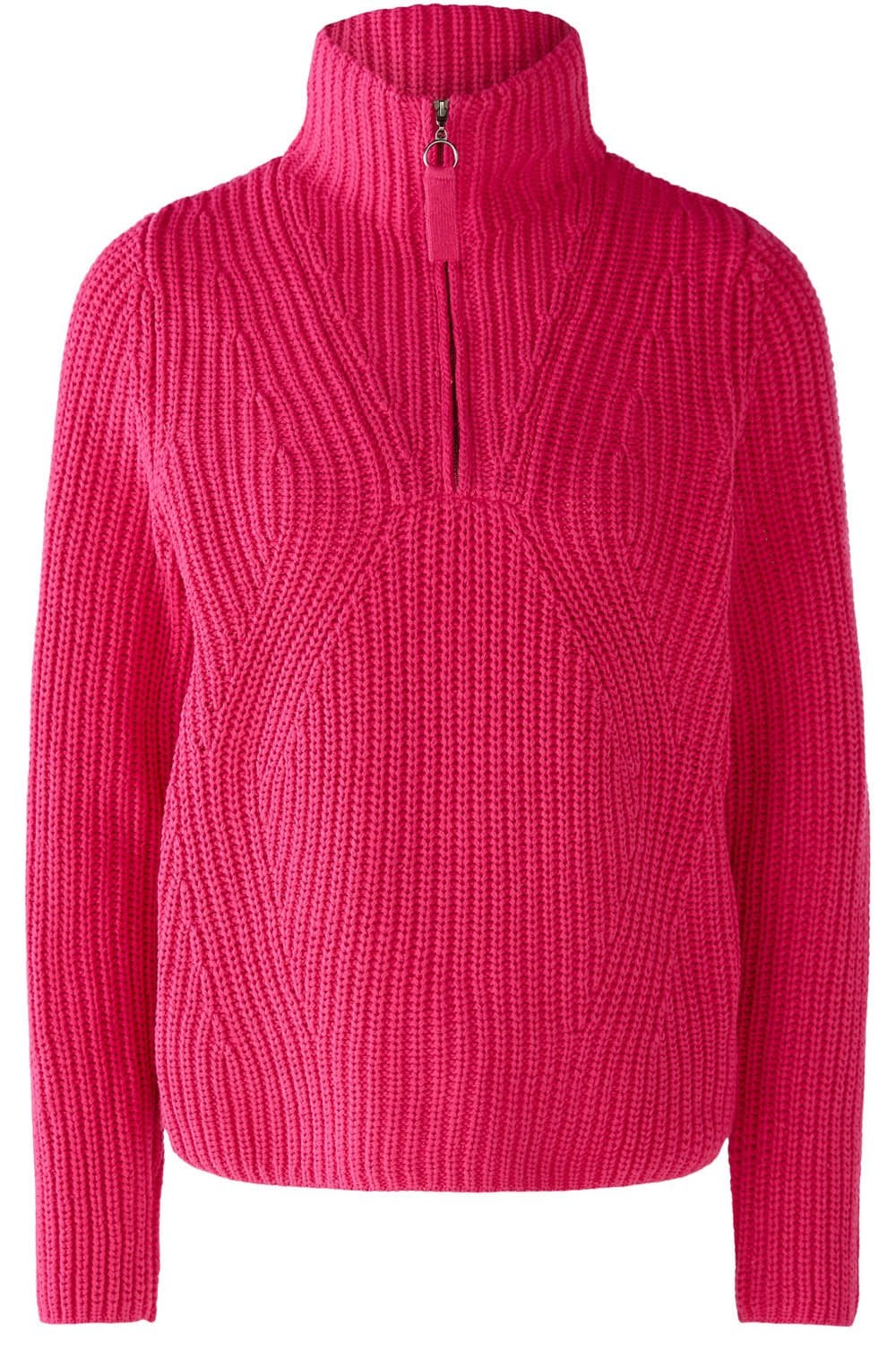 Pink Chunky Knit Half Zip Jumper