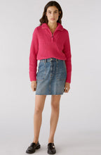 Pink Chunky Knit Half Zip Jumper