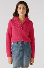 Pink Chunky Knit Half Zip Jumper