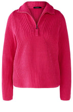 Pink Chunky Knit Half Zip Jumper