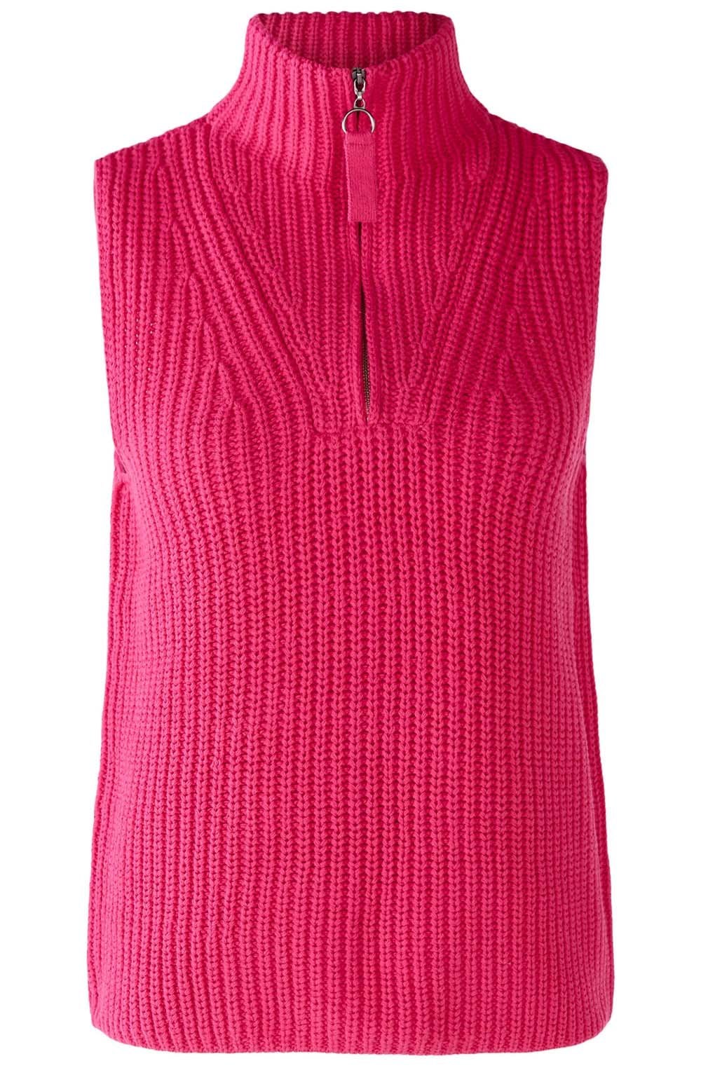 Pink Chunky Knit Half Zip Slip Over