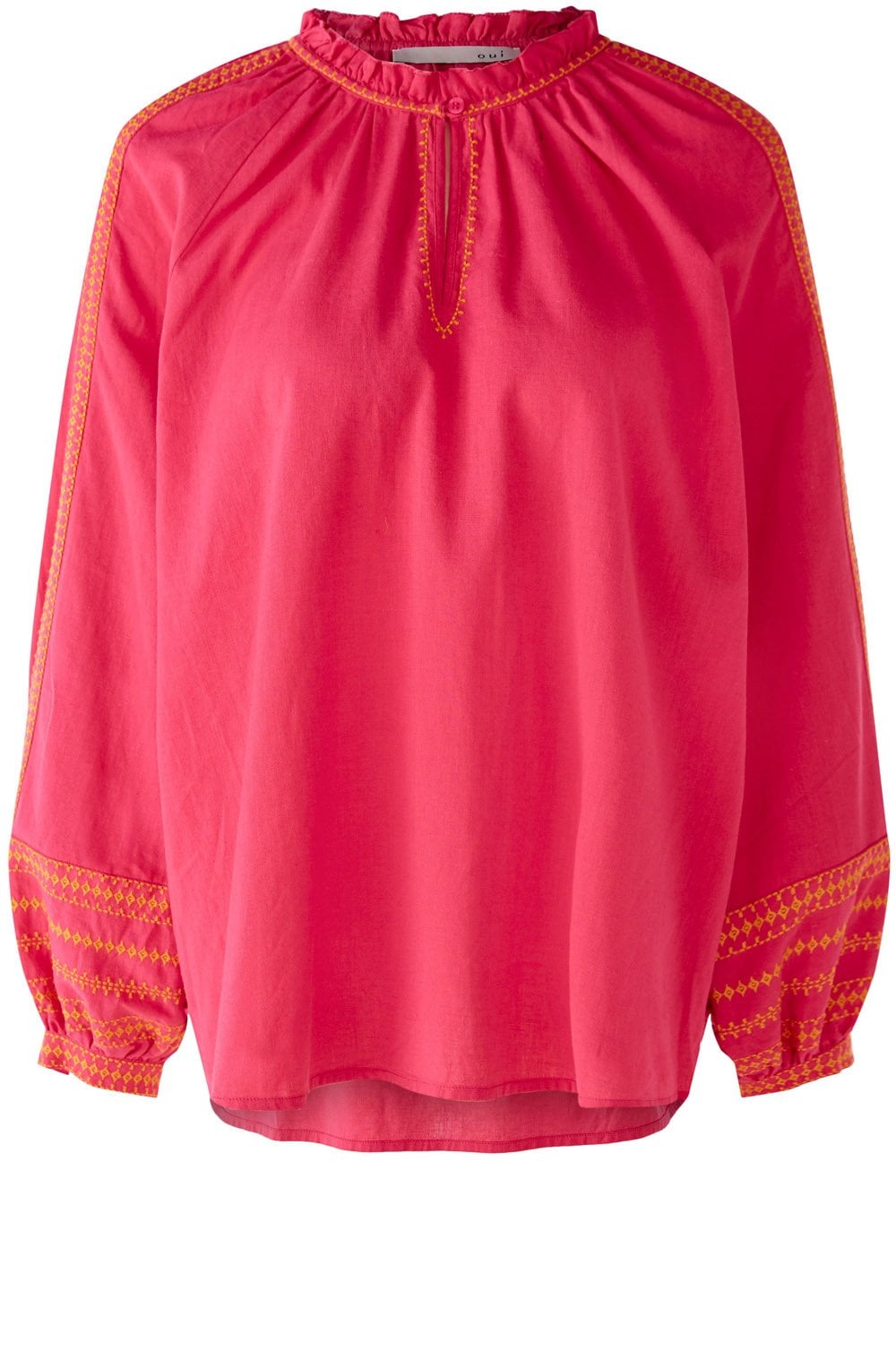 Pink Cotton Tunic With Contrast Embroidery