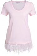 Pink Feather Hem T Shirt
