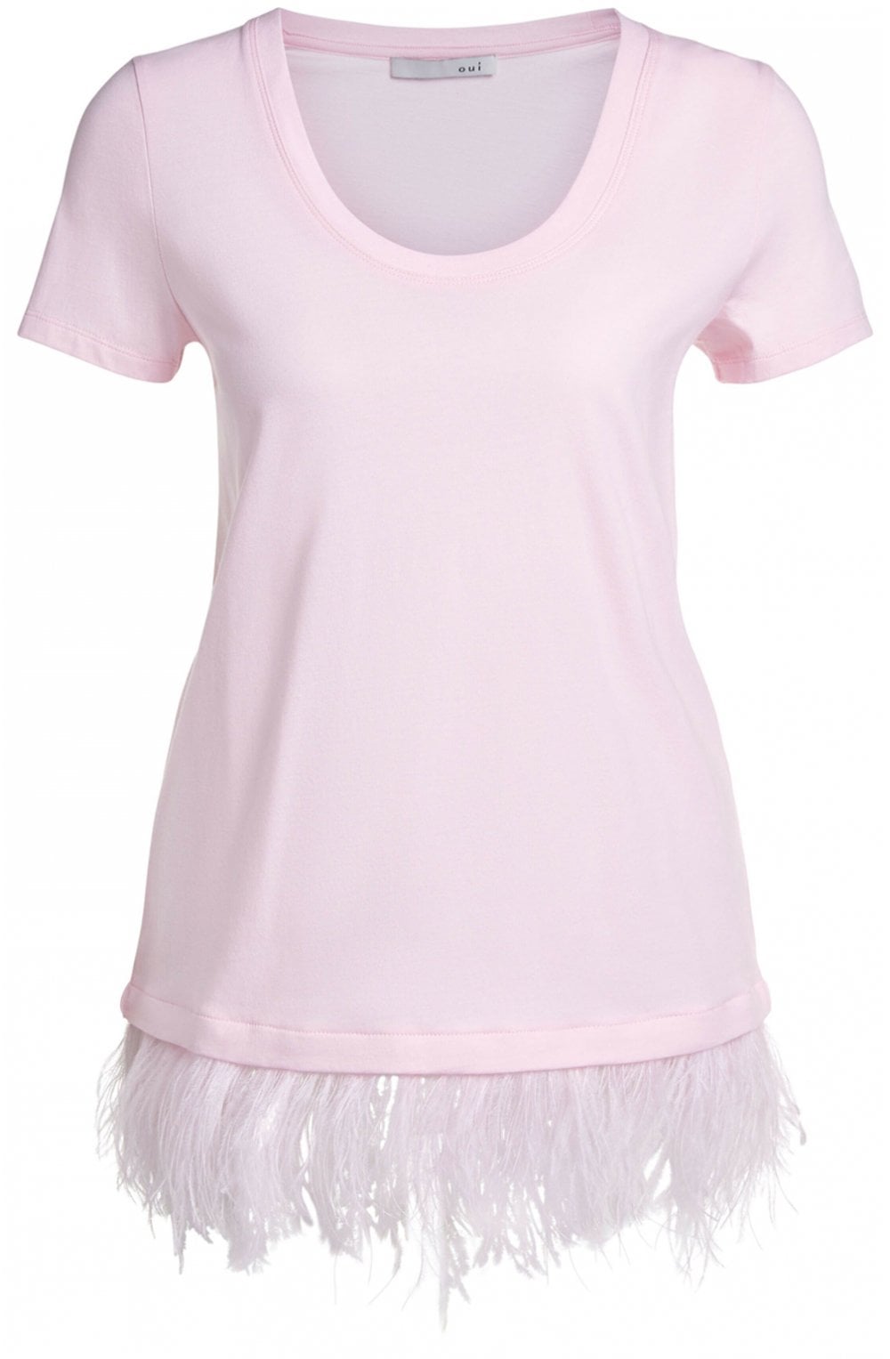 Pink Feather Hem T Shirt