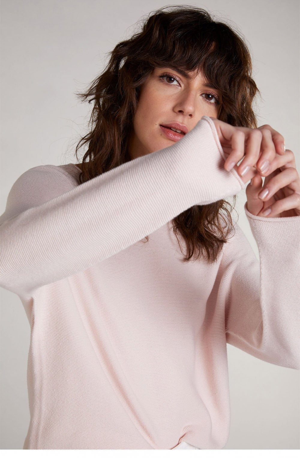 Pink Fine Ribbed Knit Jumper