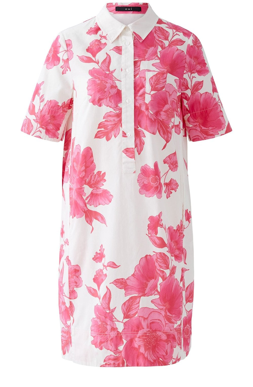 Pink Floral Collared Shift Dress