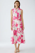 Pink Floral Collared Sleeveless Dress