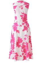 Pink Floral Collared Sleeveless Dress