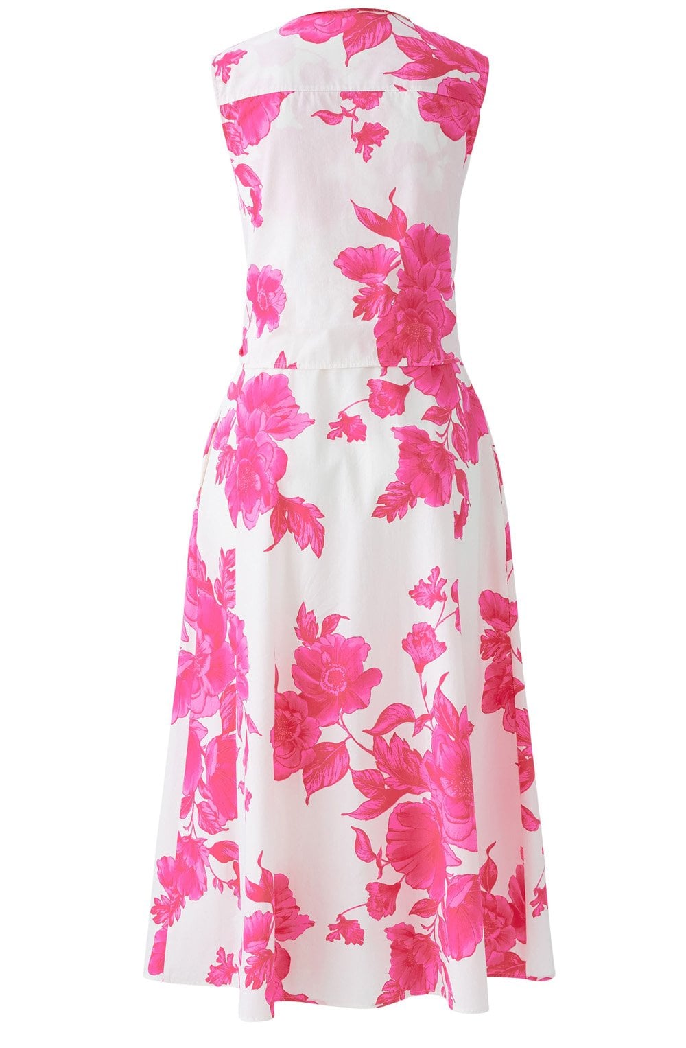 Pink Floral Collared Sleeveless Dress