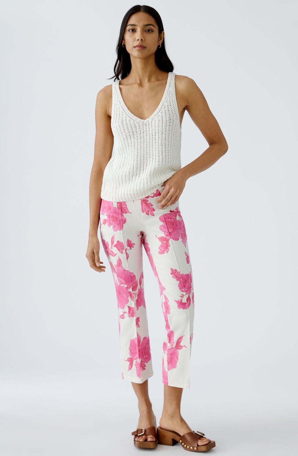 Pink Floral Slip On Trousers