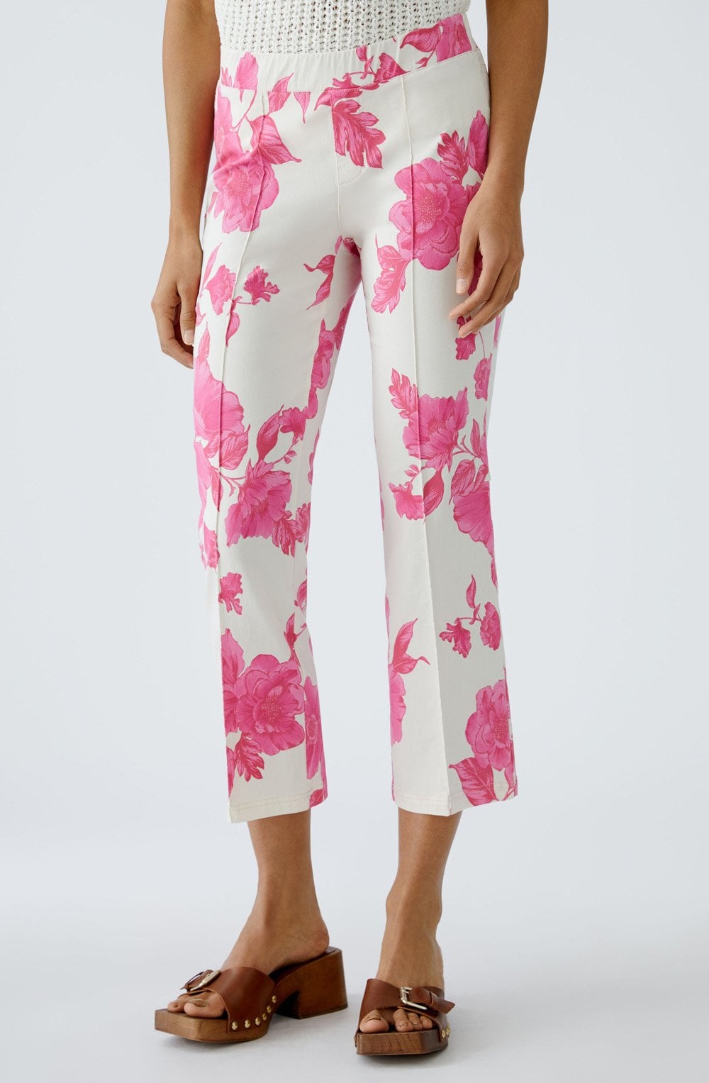 Pink Floral Slip On Trousers