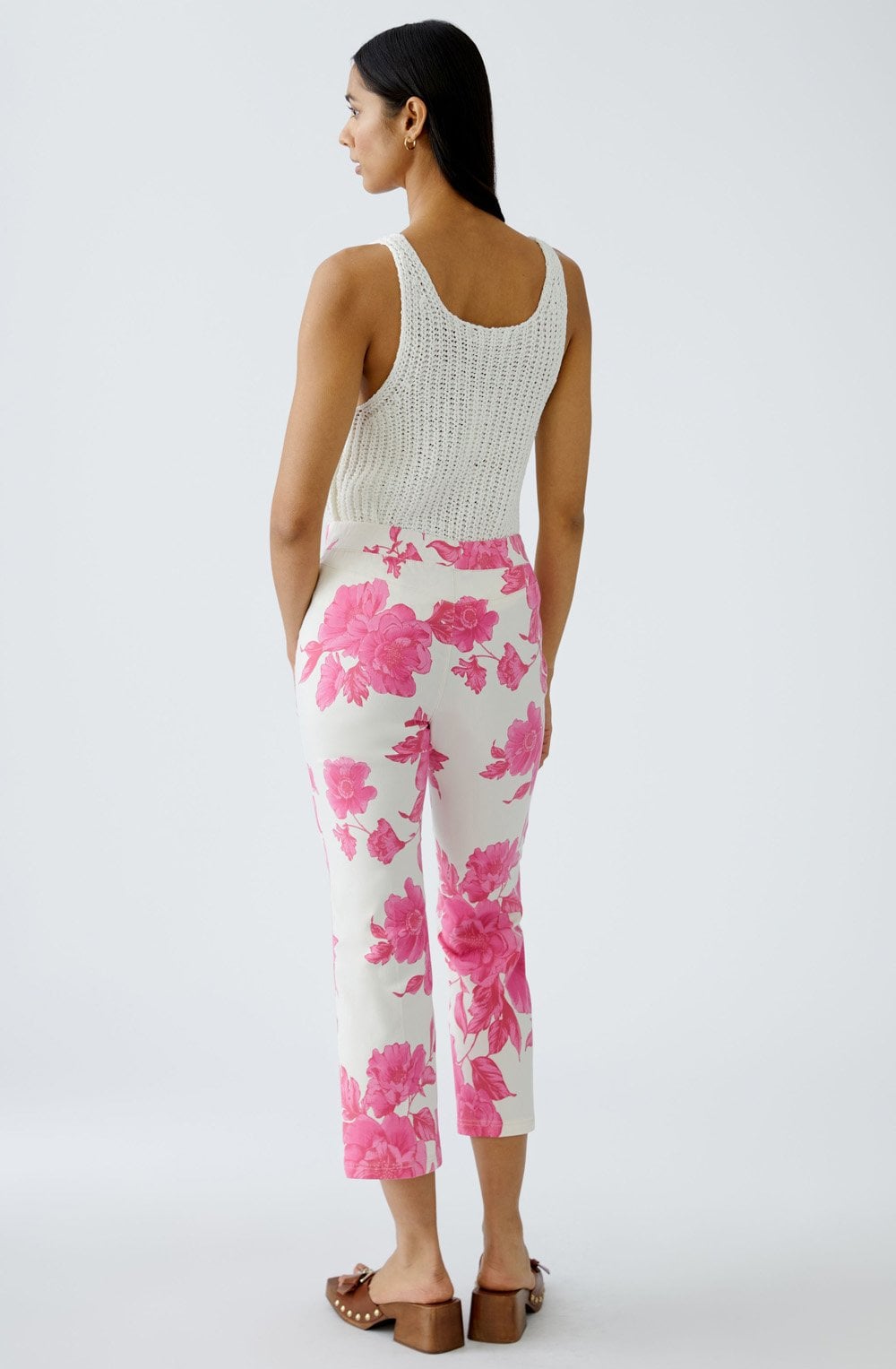 Pink Floral Slip On Trousers