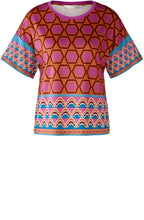 Pink Geometric Print Silky Blouse