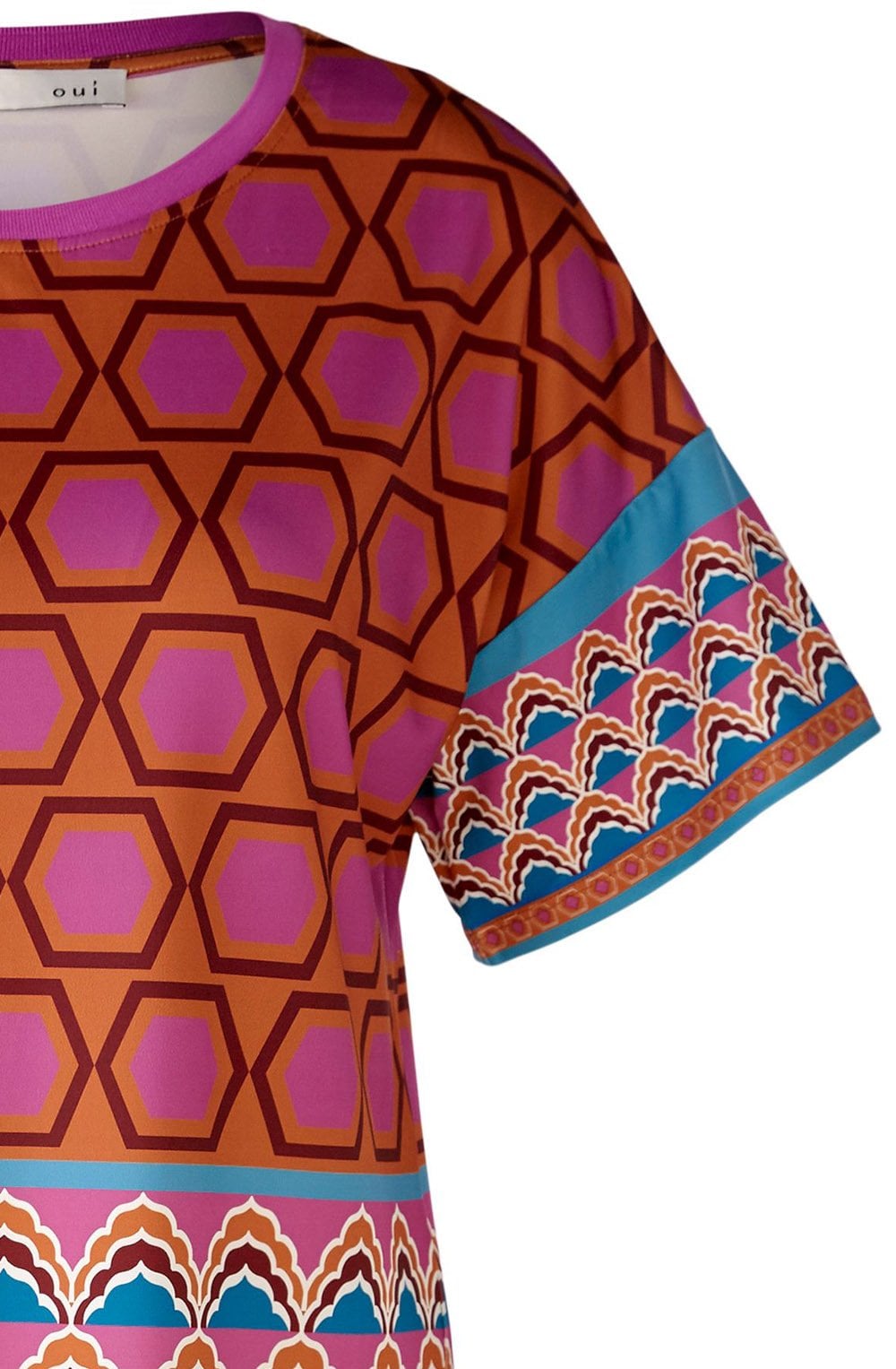 Pink Geometric Print Silky Blouse