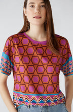 Pink Geometric Print Silky Blouse