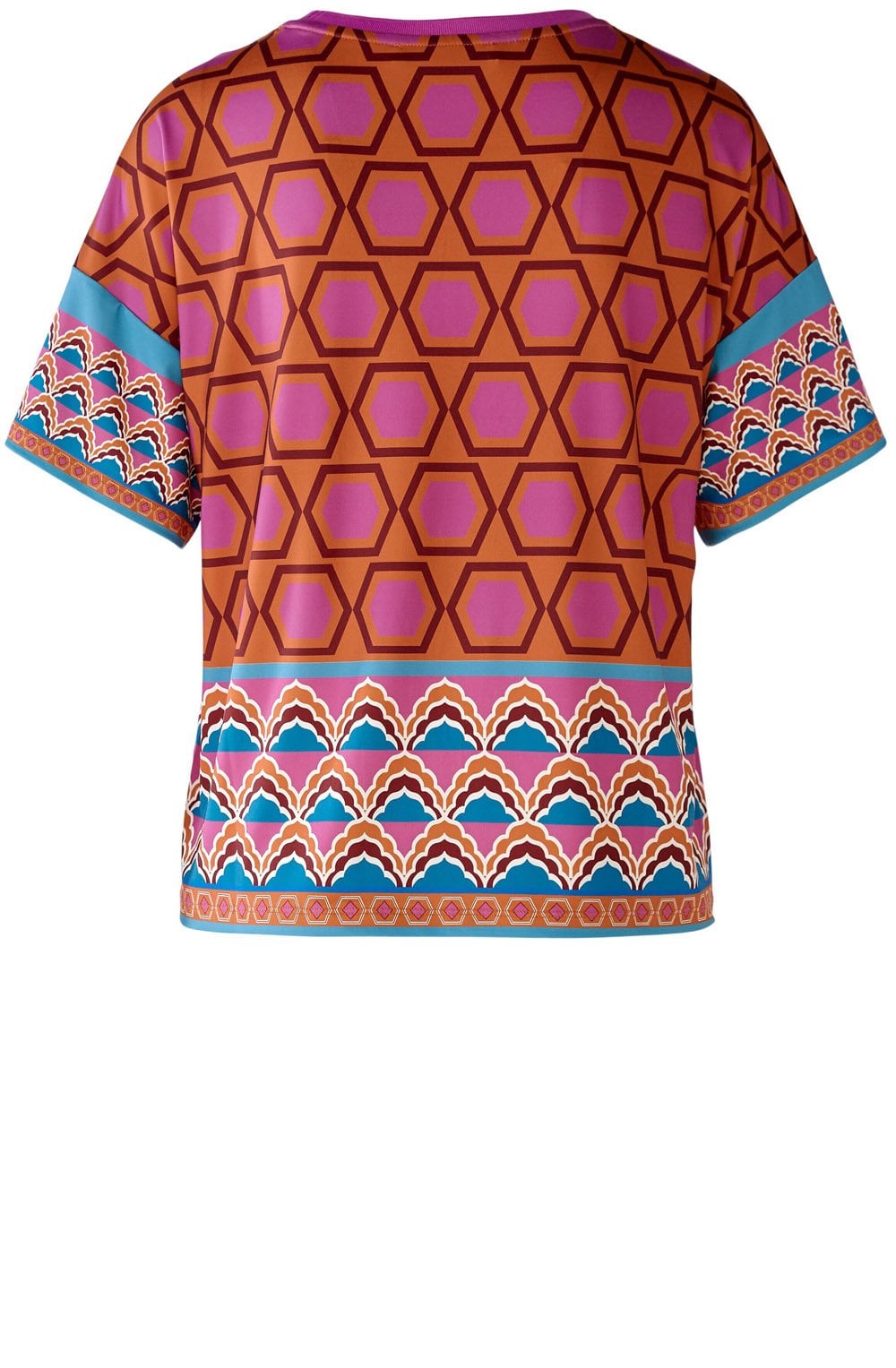 Pink Geometric Print Silky Blouse