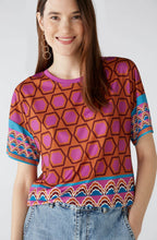 Pink Geometric Print Silky Blouse