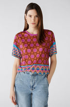 Pink Geometric Print Silky Blouse