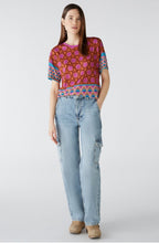 Pink Geometric Print Silky Blouse
