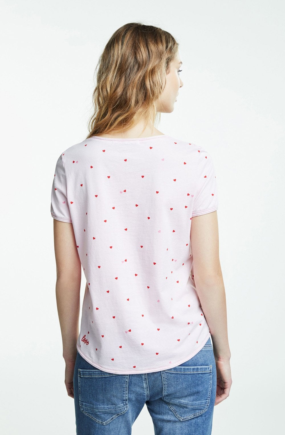 Pink Heart Print T Shirt