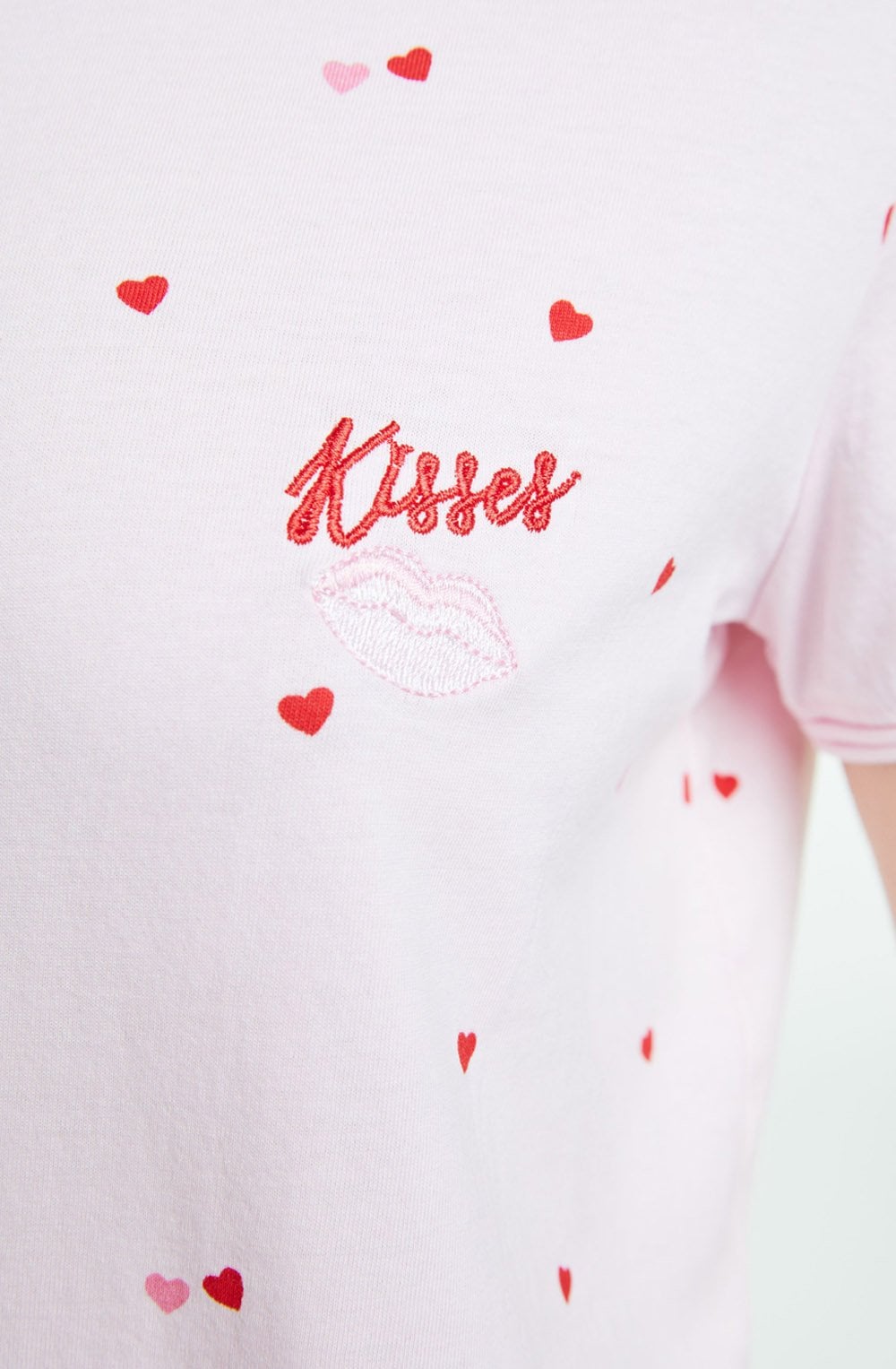 Pink Heart Print T Shirt